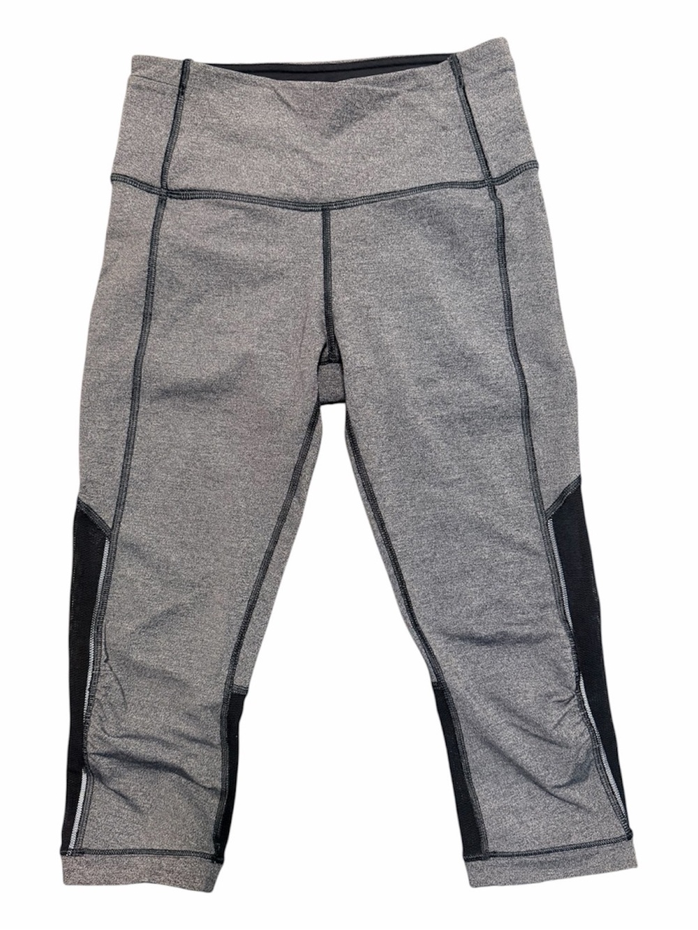 Lululemon Athletica Crop Leggings Size 4 Grey Black Mesh